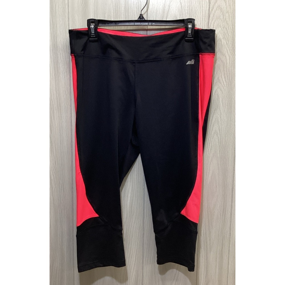 AVIA Women's (Size XL) Pull On Capri Leggings Nylon Poly Stretch Two-Toned